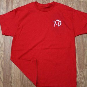 Christmas Theme The Weeknd XO White Pocket Logo Red T-Shirt Size X-Large